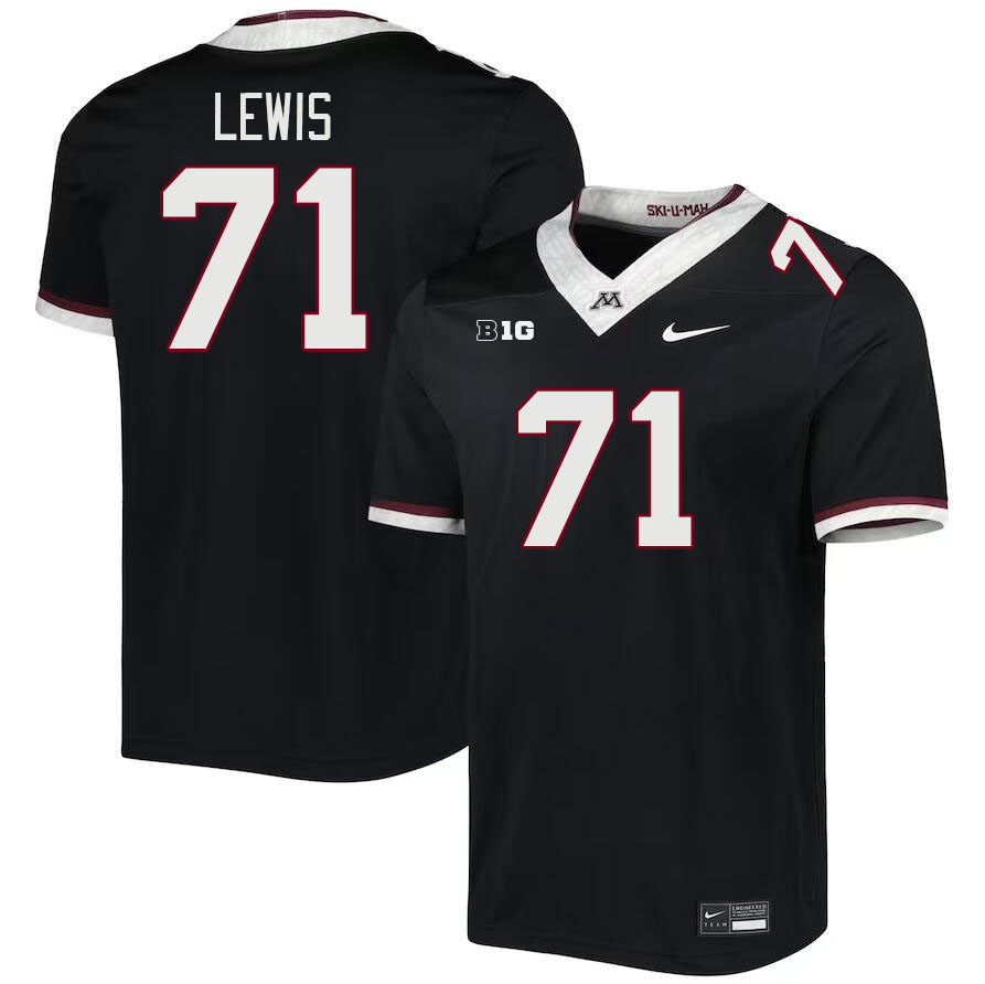 Men #71 Martes Lewis Minnesota Golden Gophers College Football Jerseys Stitched-Black
